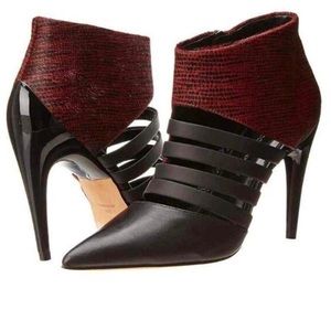 Rebecca Minkoff calf fur lizard print booties